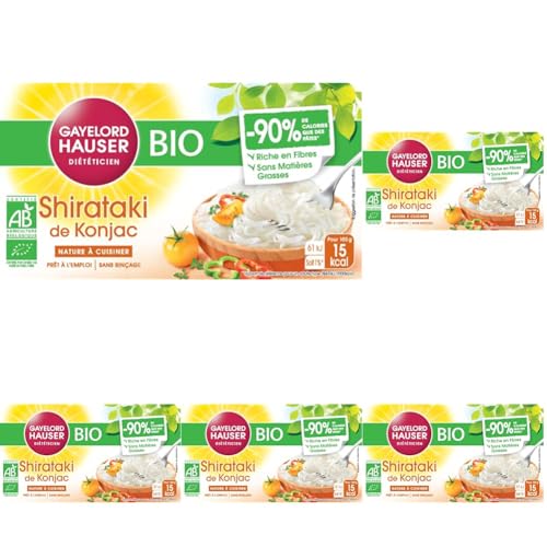 GAYELORD HAUSER - Konjac Bio - Shirataki de Konjac Bio - Nature - Sans Rinçage - Prêt à l'Emploi - Paquet de 160 g (Lot de 5)