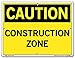 Vestil SI-C-64-B-PS-040 CONSTRUCTION ZONE Caution Sign, Polystyrene, 0.040" Overall Size, 12.5" W x 9.5" H