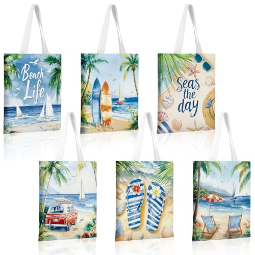 Sacs fourre-tout d'été en vrac lot de 6 cabas réutilisables pour femme et plage