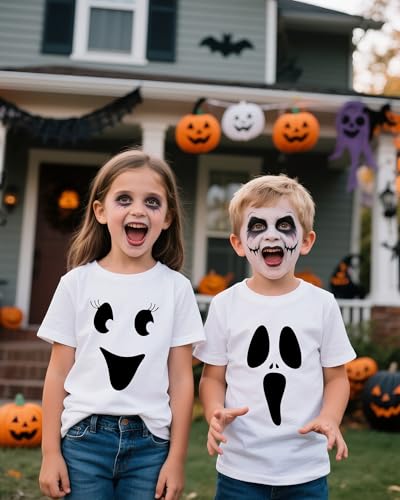 Pumpkin Shirts for Boy Girl Halloween Ghost Tshirts Cotton Short Sleeve Tees 2-12 Years3