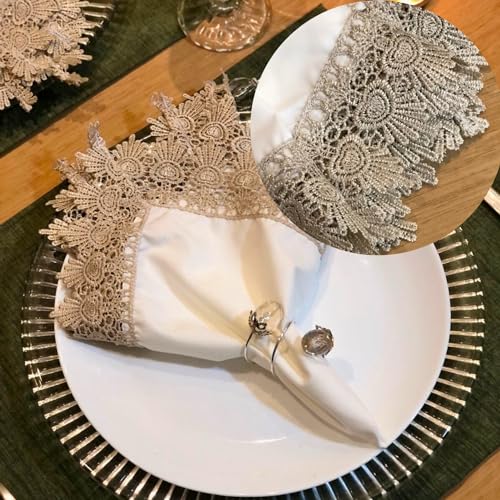 Guardanapo De Renda Tricoline Algodão Kit Com 10 Unidades (Palha)
