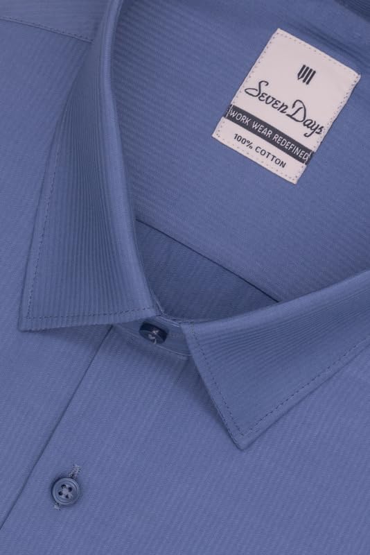 Image of 7-DAYS Men's Premium Formal Shirt - 100% Pure Cotton, Regular Fit, Plain, Full Sleeves, with Pocket - Perfect for Office Wear & Under Suits