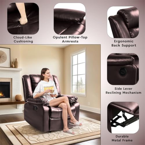 Image of Seventh Heaven Phoenix 1 Seater Motorised Recliner | Single Sofa Chair for Living Room Comfort | Ergonomic Design (Leatherette - Brown)