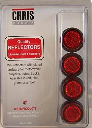 Chris Products 0612 Black Motorcycle License Plate Frame with 4 Red Reflectors (Chrome)