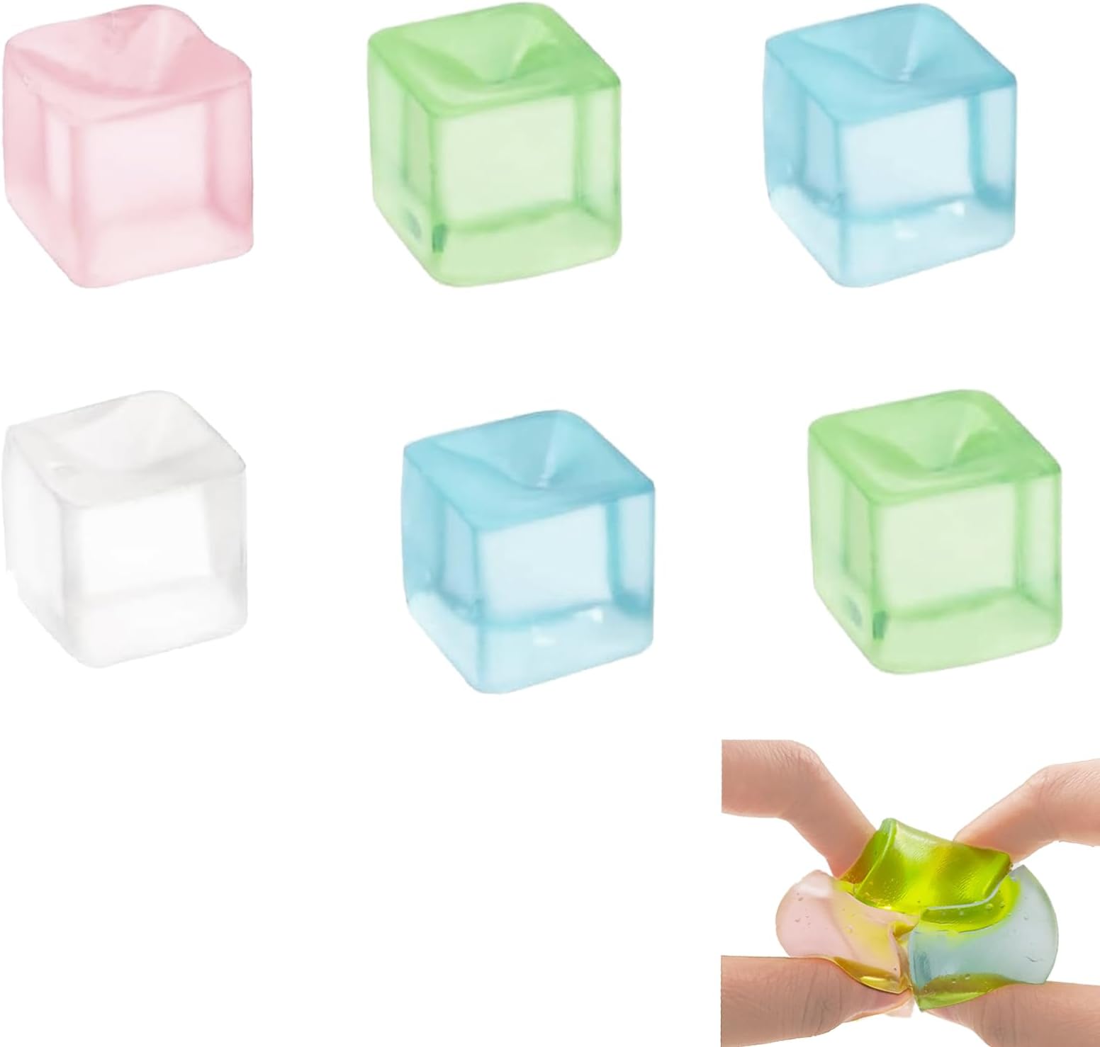 6 Pcs Stress Squishy Cube,2.5cm Small Squishy Toys Stress Cubes Ball Fidget Toy,Sensory Anxiety Relieving,for Boys Girls Birthday Gift Classroom Prizes Party,Easy Clean Reduce Pressure Random Color