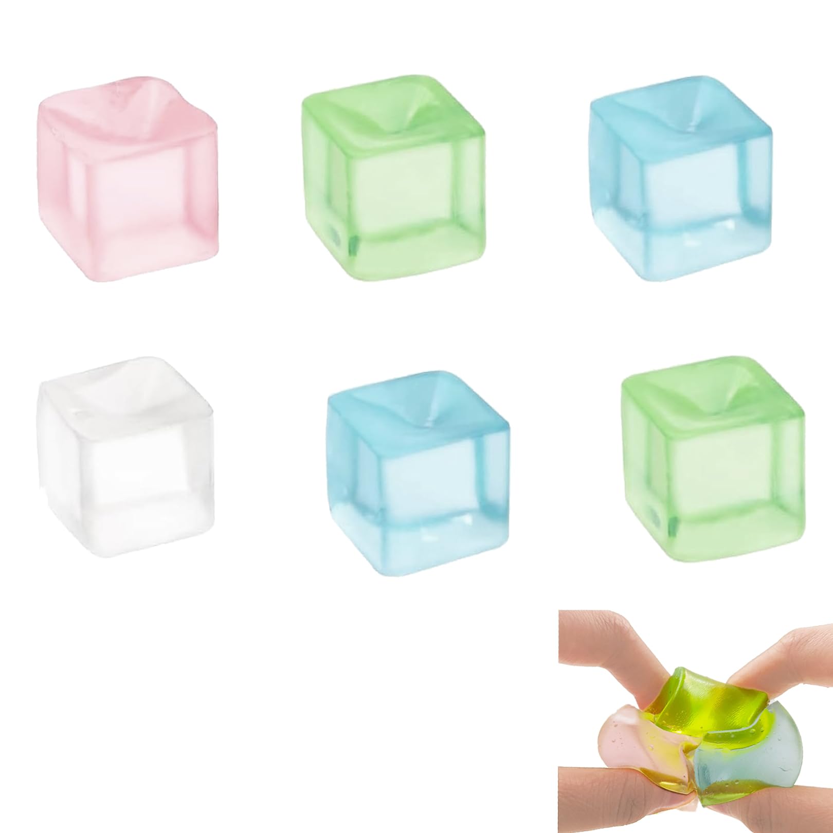6 Pcs Stress Squishy Cube,2.5cm Small Squishy Toys Stress Cubes Ball Fidget Toy,Sensory Anxiety Relieving,for Boys Girls Birthday Gift Classroom Prizes Party,Easy Clean Reduce Pressure Random Color