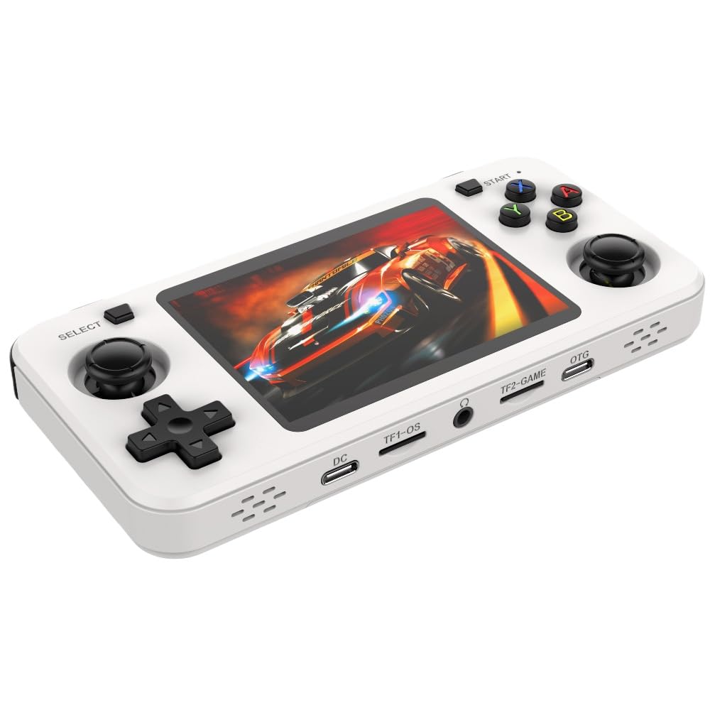 XPPX R36H Retro Gaming Console, Dual Joystick, Portable, Linux, Dual System, PSP Compatible, 3.5" IPS Display, Multifunctional, Compatible with Nostalgia More Simulators (Cardless White)