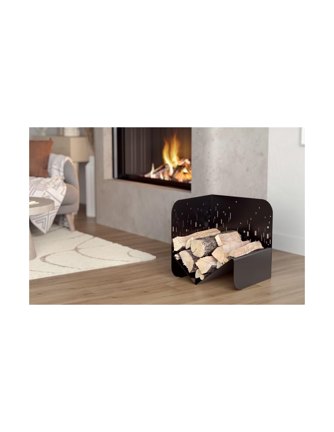 THIRARD - Porte-Bûches Bristol - Acier - Finition Époxy - Rangement Pratique - Pour Bûches 40 cm Max - À Assembler - Fixations Fournies - Utilisation Intérieure et Extérieure - Noir