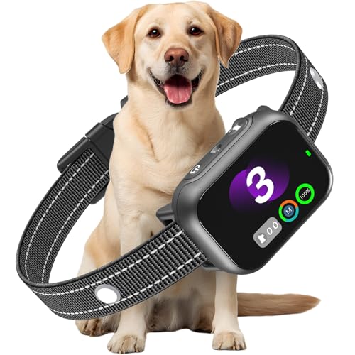 XTBCN Collier Anti Aboiement Chien avec Compteur d’Aboiements, Collier Chien Rechargeable avec Algorithme Intelligent, 4 Modes, 3 Niveaux de Sensibilité,...