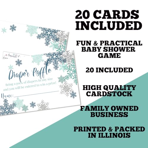 Billets de tombola couche baby shower garçon flocon de neige bleu et argenté Amanda Creation x50