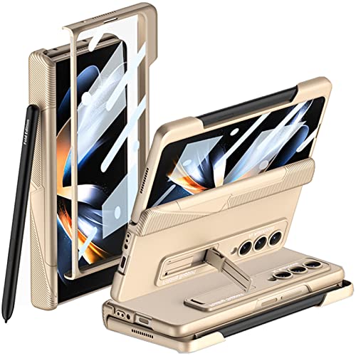 Coque Samsung Z Fold 4 antichoc étui pliable or film écran et porte-stylet