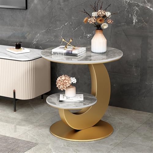 Table d'appoint en marbre double couche pour optimiser le salon