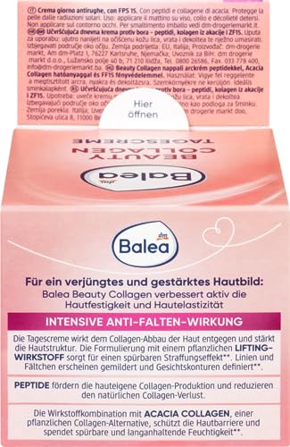 Balea 2er-Set Hautpflege: Tagespflege BEAUTY COLLAGEN LSF15 für verjüngtes & gestärktes Hautbild (50 ml) + Duschgel POSITIVE MIND milde ph-neutrale Cremedusche mit zartem Blumenduft (300 ml), 350 ml – Bild 5