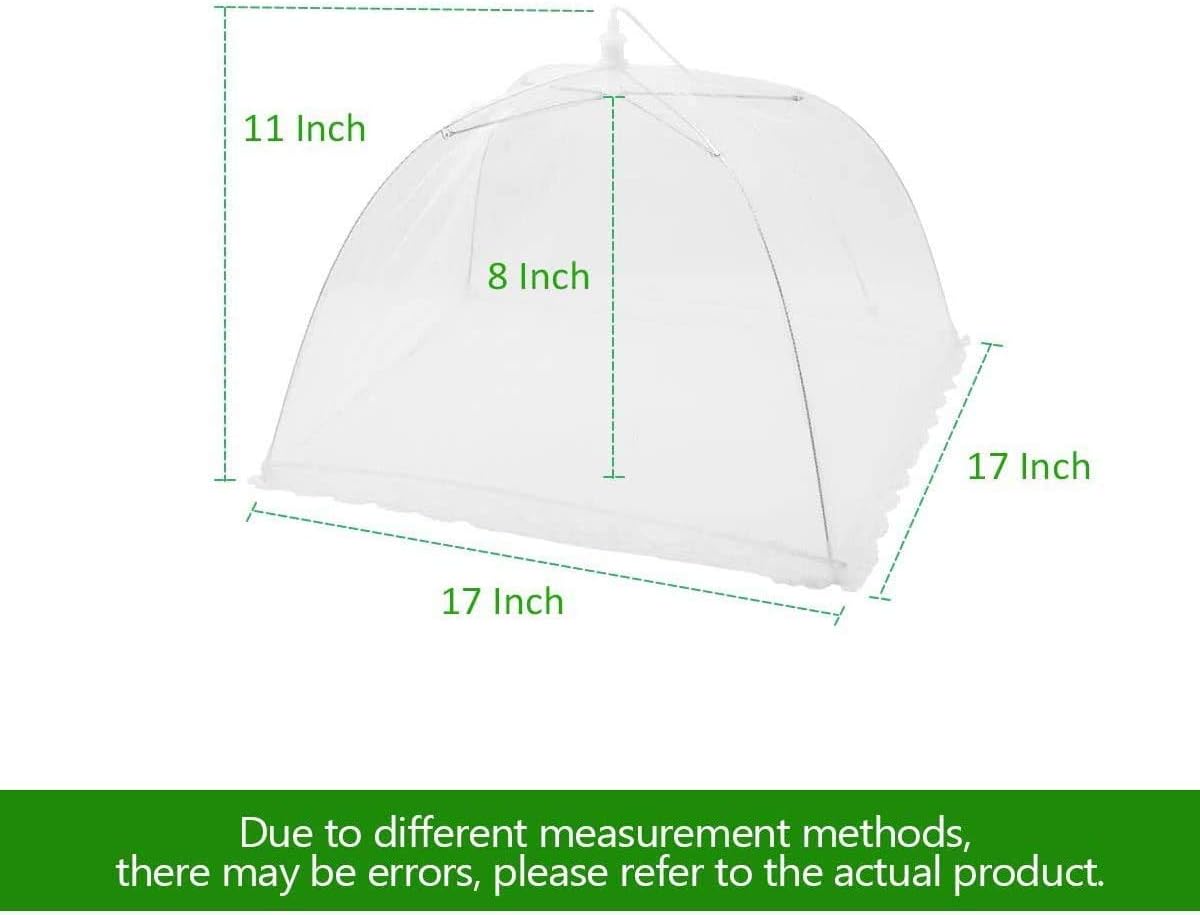 Ilyever 17" Large Size White Pop-Up Mesh Screen Food Cover Tents,Collapsible and Reusable Outdoor Picnic Food Net Tent Umbrella Protect Your Food and Fruit From Flies,Mosquitoes and Bugs
