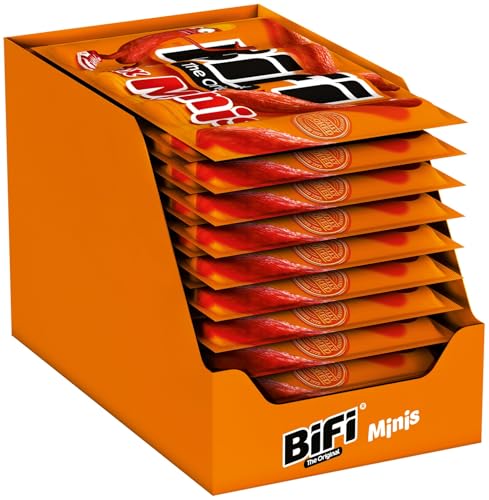 Bifi - Bifi Original Mini Salami Lot de 80 (80 X 10 G) Snacks à Emporter, Viande et Saucisses Séchées à L'air, Salami au Poivre, à La Coriandre et à L'ail, Boîte de Snacks, Paquet de Saucisses