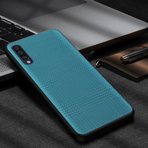 Étui en cuir durable pour Samsung A40 : protégez efficacement votre écran des rayures en cyan