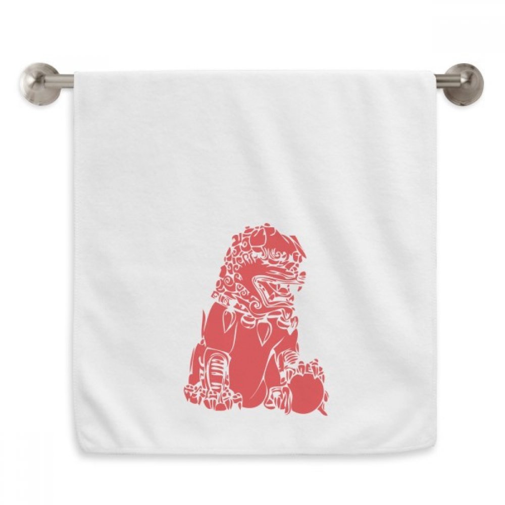 Serviette débarbouillette Chine lion rouge serviettes de bain blanc