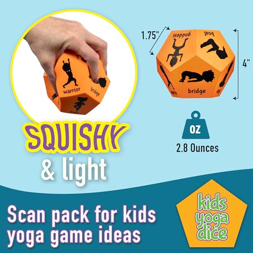 Yoga Dice - Yoga for Kids, Pose and Play Peaceful Kids Stretching Gymnastics Games and PE Equipment for Elementary School, Kindergarten, and Preschool, 12-Sided Foam Large Dice for Children - Image 6
