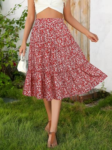 Image of Berydress Midi Skirts for Women 2026 High Waist Casual Summer Boho Skirt