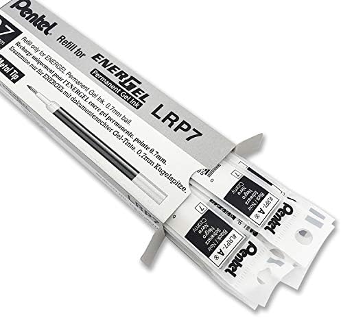 Pentel 0.7 mm EnerGel Permanent Ink Refills - Black Ink (Pack of 12 Refills)