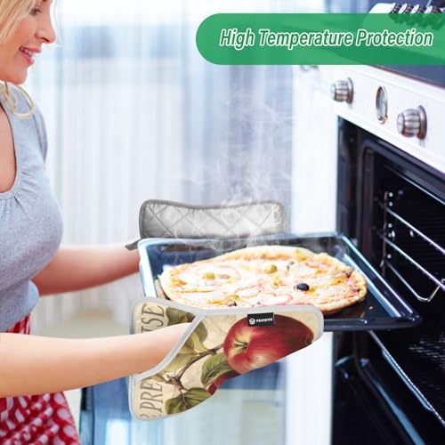 Manoplas vintage de bolsillo para horno con almohadilla caliente antideslizante, 2 unidades 8