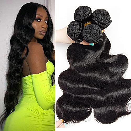 10A Brazilian Body Wave Bundles (22 24 26 28) 100% Virgin Human Hair Bundles Unprocessed Weave Hair Human Bundles of Brazilian Hair Natural Black