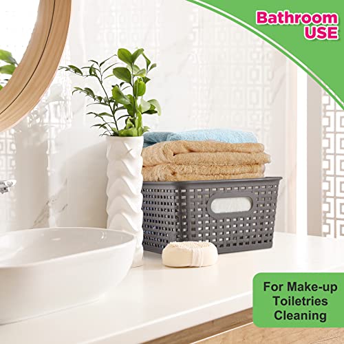 Raxmetry Plastic Storage Baskets With Lid Lidded Storage Bins Pantry Organization And Storage Containers Small Baskets For Shelves Desktop Drawers Closet Classroom Bathroom Bedroom Office #TOP5