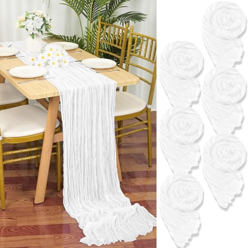 YMHPRIDE 2 Packs Cheesecloth Table Runner, 35"x120" Royal Navy Blue Rustic Gauze Fabric Boho Table Runner, Cheesecloth Wedding Table Decor Table Cloth for Wedding Party Bridal Shower Table Decorations