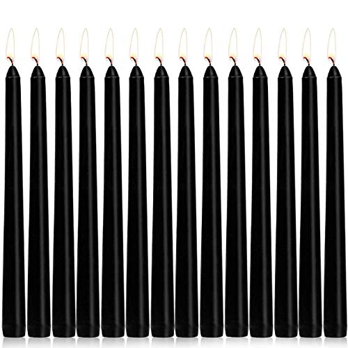 Ahyiyou Black Taper Candles, Smokeless Unscented 10 inch Tall Candlesticks Great for Table Centerpiece Decoration- Gift Set of 14