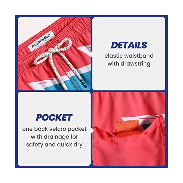 MaaMgic Mens Solid Swim Trunks Quick Dry 4 Way Stretch Mesh Lining Swimwear Bathing Suits,Blue Yellow,Large - Image 5