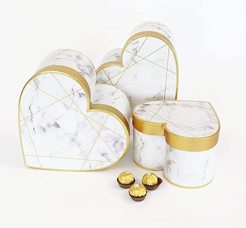 UNIKPACKAGING - Cajas de flores en forma de corazón de alta calidad, juego de 3, cajas de regalo para arreglos florales de lujo y arreglos de