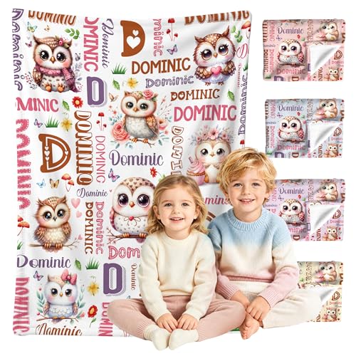 Image of Custom Owl Blanket for Boys Girls,Ultra Soft Personalized Gifts Baby Blanket,Customized Throw for Toddlers Newborn Stroller Crib,40 inchx50 inch