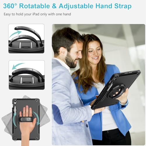 Image of Case for Galaxy Tab S10 FE Plus 13.1 inch 2025: TPU Cover for Samsung Tablet S10 FE Plus /+ 13.1 Inch with Screen Protector- Stand- Handle-Shoulder Strap-S-Pen Holder-Black+Black
