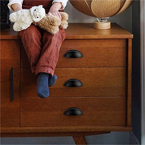 Image of Ravinte Matte Black Drawer Pulls Cabinet Cup Pulls 3 Inch 35 Pack | Kitchen Hardware, Cup Pull Shape, Cabinet Handles, Drawer Handles, Smooth Drawer Grip,For Dressers, Cupboards