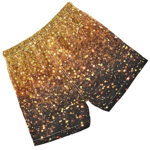 Pigsaly Boys Swim Trunks Mustard Yellow Gradient Flashing Gold Glitter Boys Board Shorts Swimsuit Swimwear Bathing Suit XS2
