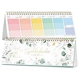 Tischkalender 2026 2027 - Wochenkalender 2026 2027 von März 2026 bis August 2027, 1 Woche 2 Seiten, Kann flach stehen oder liegen, 29,5 x 10,5 cm, Grün