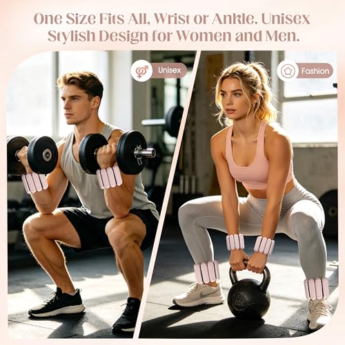 Image of Wrist Weights for Women & Men, 2lb Silicone Wrist Ankle Weights | Adjustable Arm & Leg Weights for Pilates, Yoga, Running,Walking and Strength Training