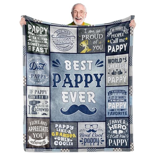AICLIV Pappy Blanket 60"X50", Pappy Gifts Grandkids, Best Birthday Father's Day for Pappy, Soft Warm Cozy Plush Throw Blankets
