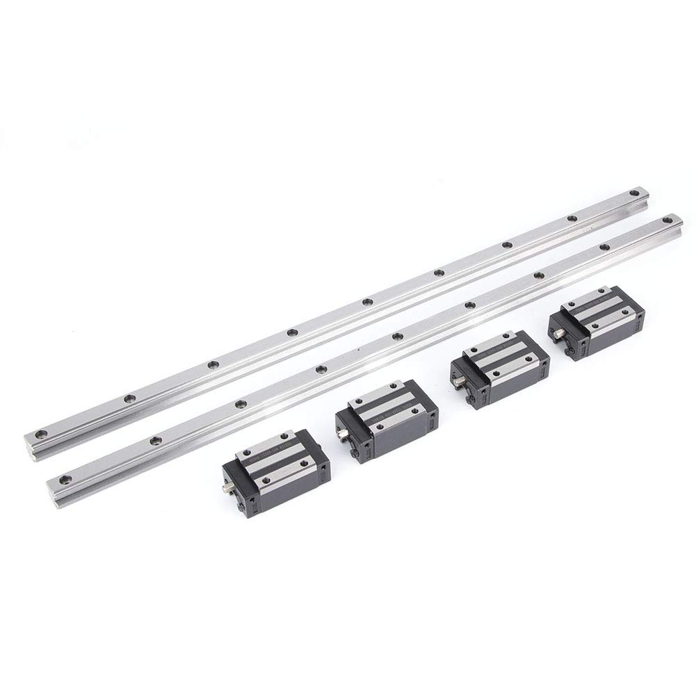 aqxreight 2 szt. Prowadnica Liniowa HG15-500 Mm Z 4 szt. Standardowego Bloku ślizgowego HGH15, Czarny, Błąd Przekracza Z szyną zapewniającą dokładność Prowadnicy, dokładność Wsparcia Wymiany, Szyna