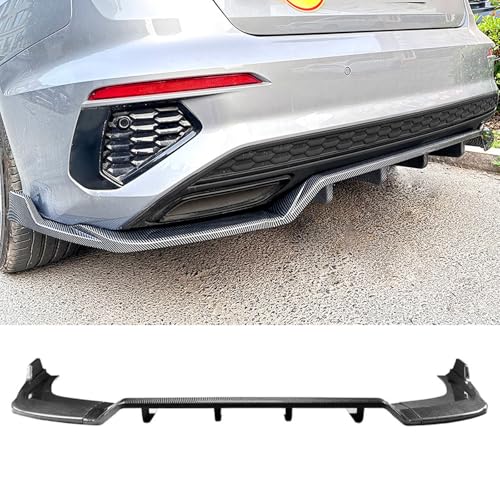NTING Rear Bumper Diffuser Compatible with Audi A3 8Y Sline Sedan 2021-2024 Car Rear Bumper Splitter Lip Protector Body Kit, Carbon Fiber