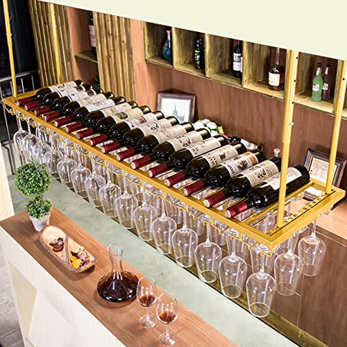 Porte-bouteille de vin en métal suspendu avec support gobelet - 6