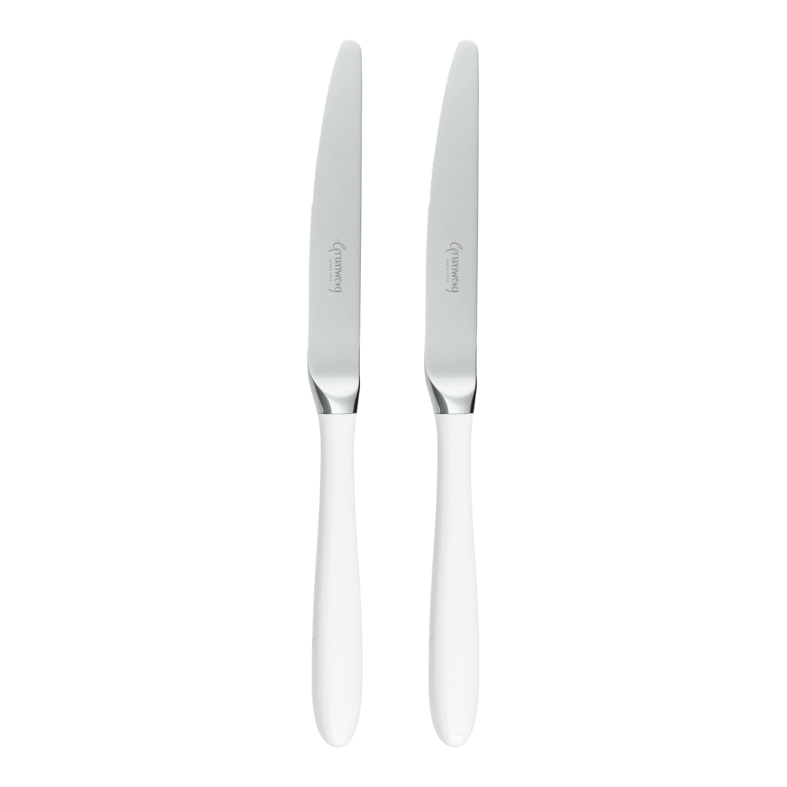 Grunwerg Ying & Yang Table Knives 2TAK650W, 18/10 Stainless Steel, Set of 2, White