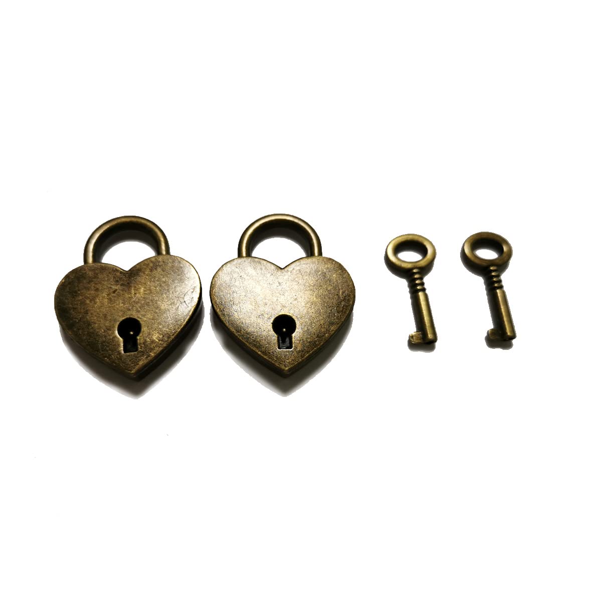 Mini Antique Brass Padlock and Mini Heart Vintage Antique Style Lock Collar Decorative Lock Treasure Chest Tissue Box Padlock with Key [2-Pack]