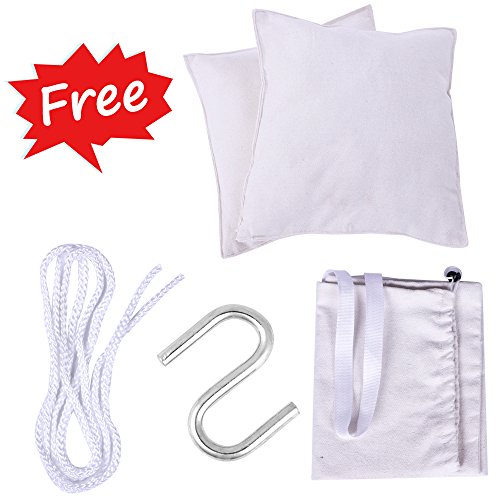 Y- STOP Hammock Chair Hanging Rope Swing, Max 320 Lbs, 2 Seat Cushions Included, Hanging Chair with Pocket, Quality Cotton Weave, for Indoor and Outdoor, Beige