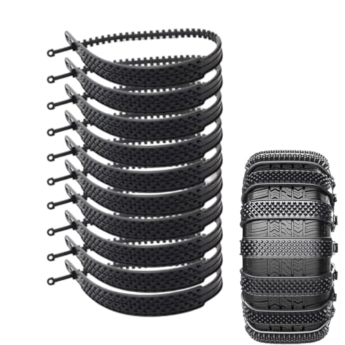 Generico Cadenas de nieve con abrazadera, 10 cadenas de nieve antideslizantes, cables de tracción de emergencia para coche, SUV, camión, cadena de seguridad invernal reutilizable para nieve, hielo y