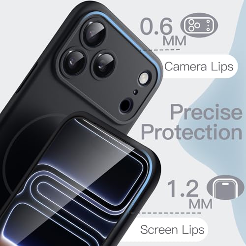 Image of JETech Magnetic Silicone Case for iPhone 17 Pro, Black | Compatible with MagSafe, Silky Soft Touch, Full Camera Lens Protection, Shock Absorbing Phone Cover
