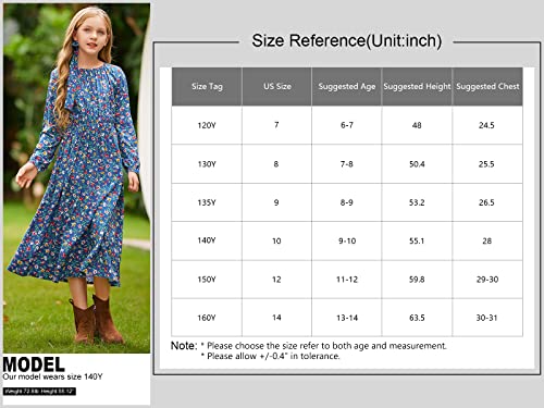 Labeca Girls Elastic Crew Neck Butterfly Short Sleeve Midi Belted Dress With Pocket Orange Floral 150Y #TOP6