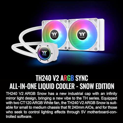 Image of Thermaltake TH280 V2 Ultra ARGB Sync /AlO Liquid Cooler /ARGB Fan 140 * 2 /PWM 500~1800rpm /Water Block 2.1 inch LCD /White, CL-W406-PL14SW-A