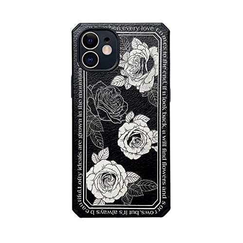 Coque iPhone X fleur rétro anti-rayures étui TPU noir souple