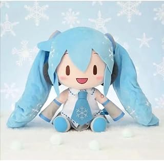 Hatsune Miku Plush Doll,Miku Figure, Miku Plush, Anime Hatsune Miku Plush Toy 35cm ( Blue) Winter hat fufu